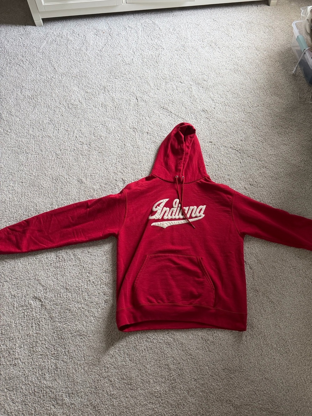 Champion Red Hooded Sweatshirt with White Label